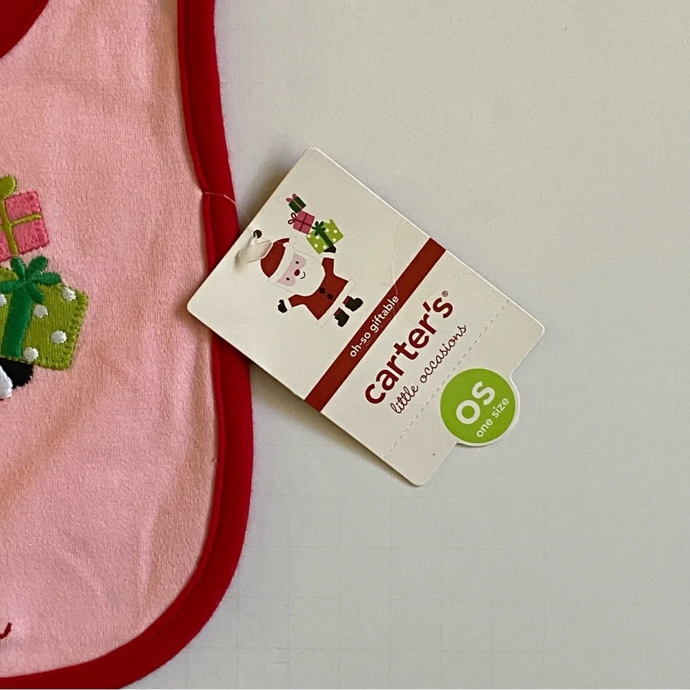 Christmas Bib NWT I Love Santa Holiday Infant NEW Carter’s Baby Girls Boys Red